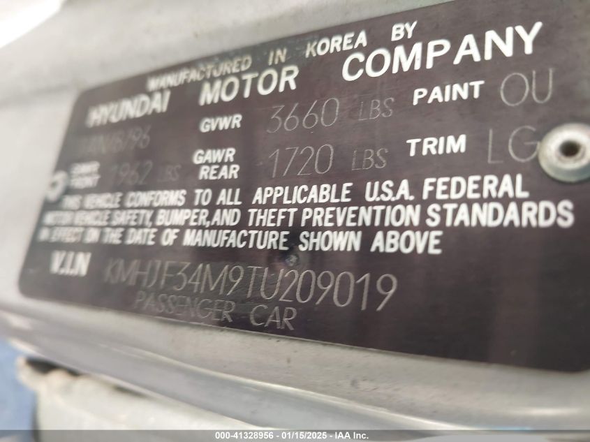 1996 Hyundai Elantra Gls VIN: KMHJF34M9TU209019 Lot: 41328956