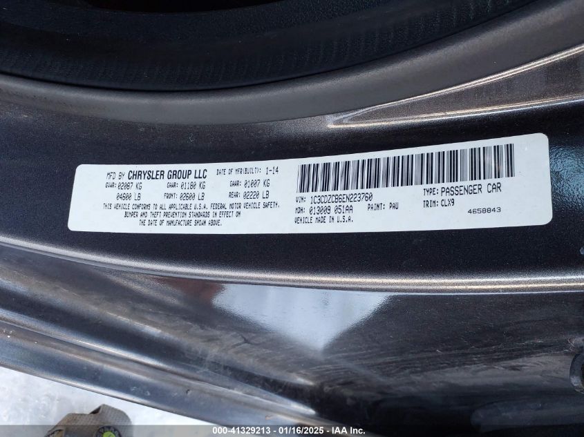 2014 Dodge Avenger Sxt VIN: 1C3CDZCB6EN223760 Lot: 41329213