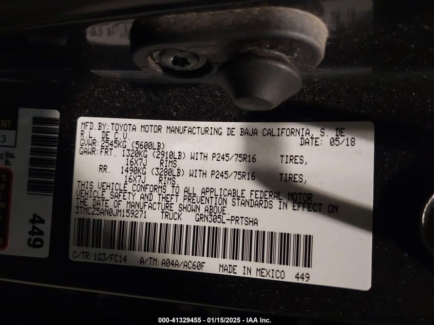 2018 TOYOTA TACOMA SR5 V6 - 3TMCZ5AN0JM159271