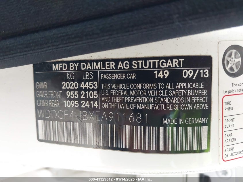 2014 MERCEDES-BENZ C VIN: WDDGF4HBXEA911681
