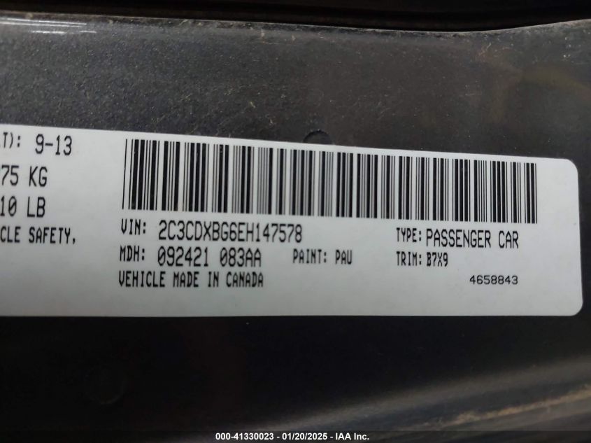 VIN 2C3CDXBG6EH147578 2014 DODGE CHARGER no.9