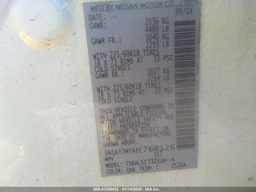 2015 NISSAN ROGUE SL - 5N1AT2MT4FC768126