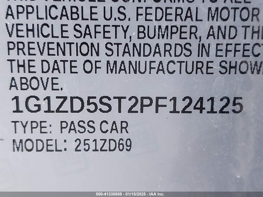 2023 CHEVROLET MALIBU FWD 1LT - 1G1ZD5ST2PF124125