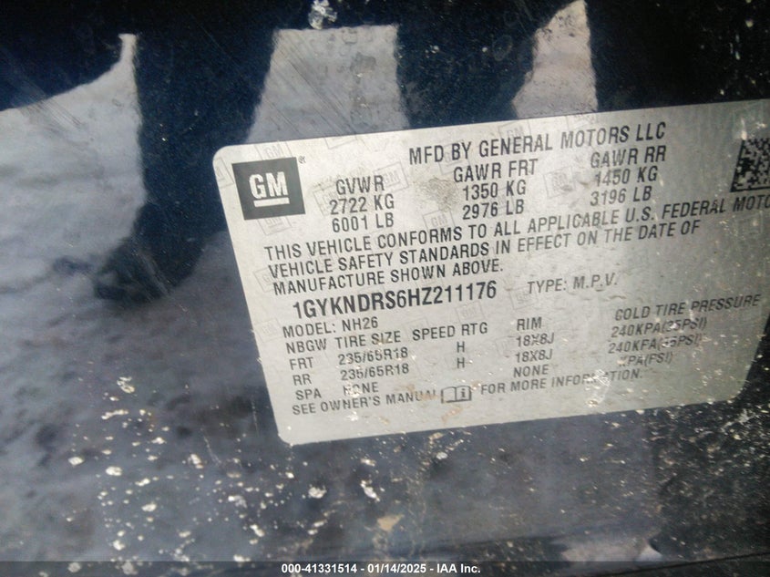 2017 CADILLAC XT5 LUXURY - 1GYKNDRS6HZ211176