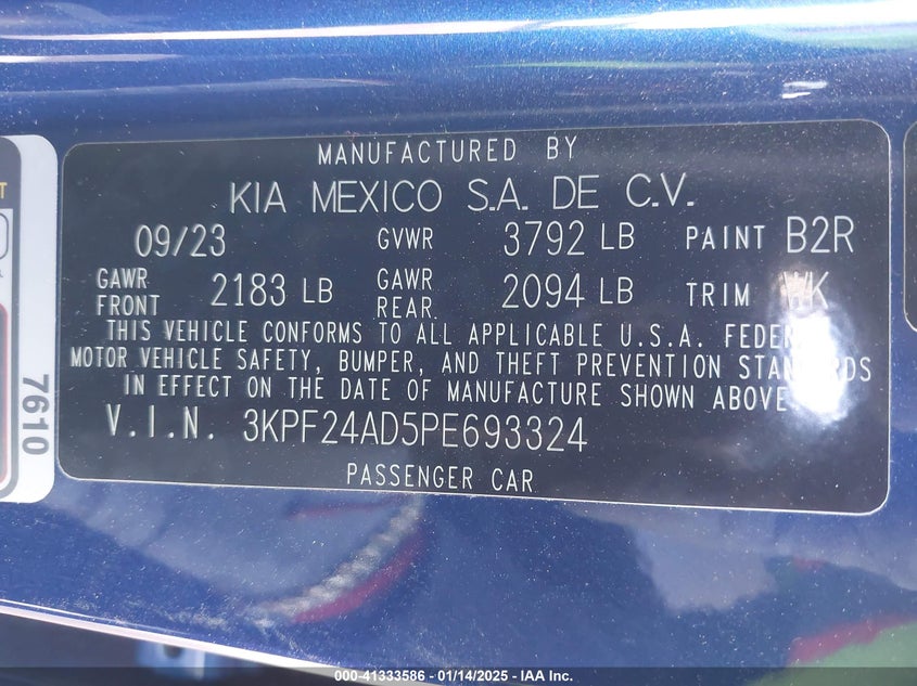 2023 KIA FORTE LXS - 3KPF24AD5PE693324