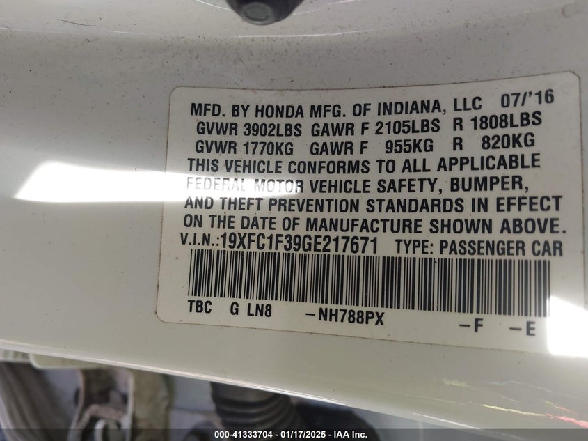 2016 HONDA CIVIC EX-T - 19XFC1F39GE217671