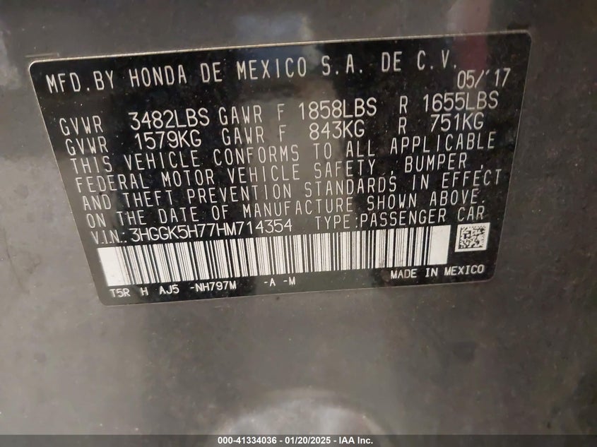 2017 HONDA FIT EX - 3HGGK5H77HM714354