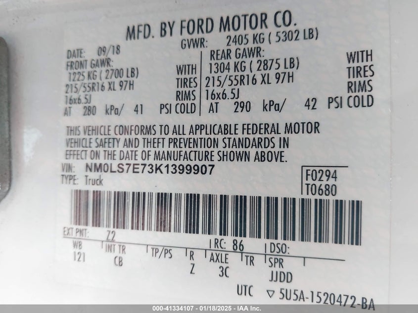 2019 FORD TRANSIT CONNECT XL - NM0LS7E73K1399907