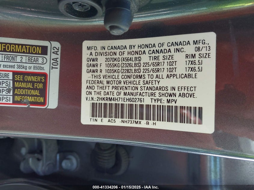 2014 HONDA CR-V EXL - 2HKRM4H71EH602761