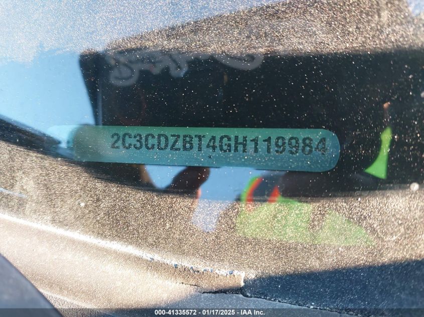 2016 Dodge Challenger R/T VIN: 2C3CDZBT4GH119984 Lot: 41335572