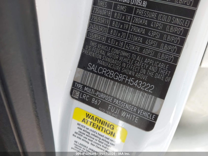 2015 Land Rover Discovery Sport Hse VIN: SALCR2BG8FH543222 Lot: 41336345