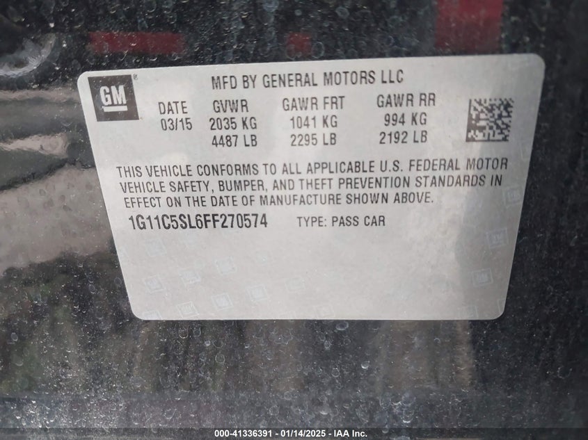 2015 CHEVROLET MALIBU 1LT - 1G11C5SL6FF270574