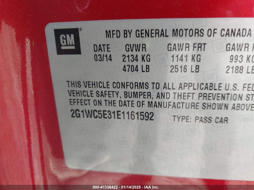 2014 CHEVROLET IMPALA LIMITED LTZ - 2G1WC5E31E1161592