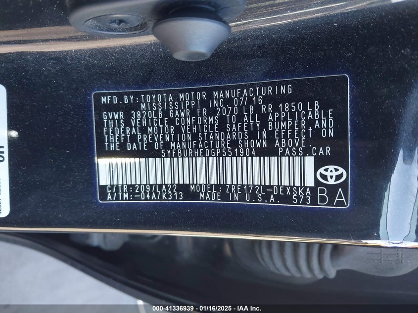 2016 TOYOTA COROLLA S PREMIUM - 5YFBURHE0GP551904