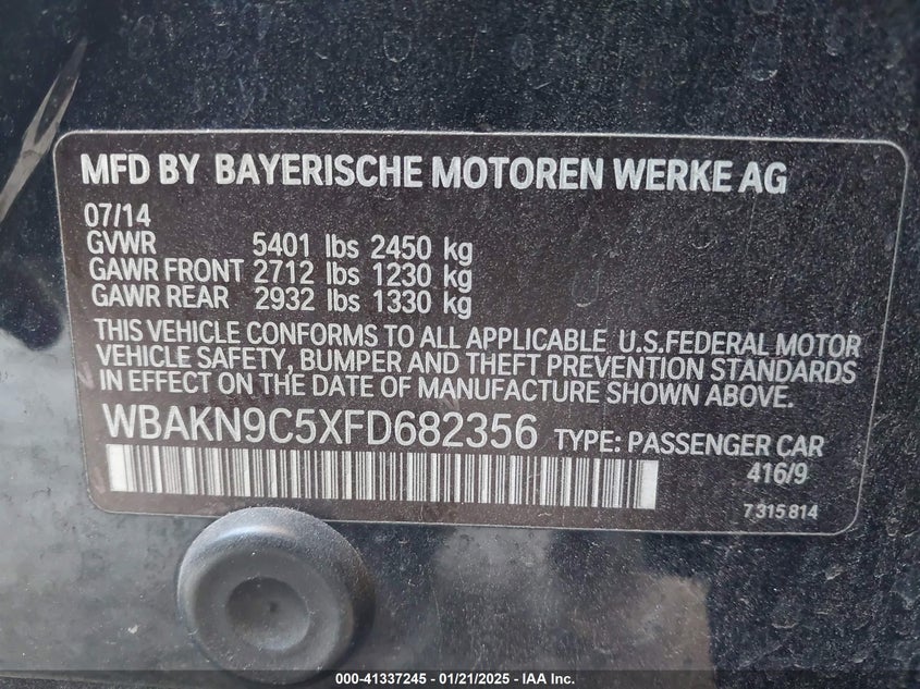 2015 BMW 550I - WBAKN9C5XFD682356