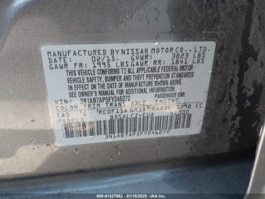 VIN 3N1AB7AP5FY246272 2015 NISSAN SENTRA no.9