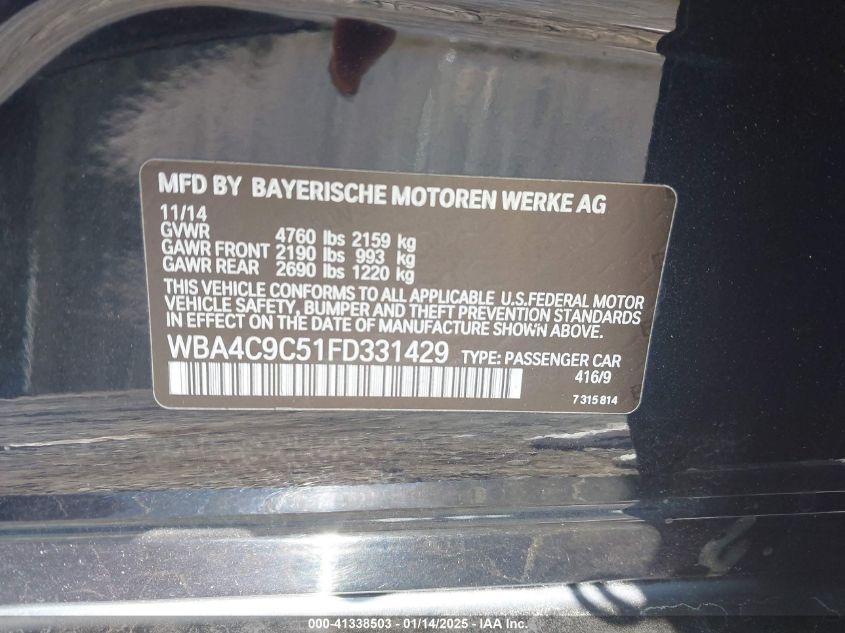 2015 BMW 428 GRAN COUPE XDRIVE - WBA4C9C51FD331429