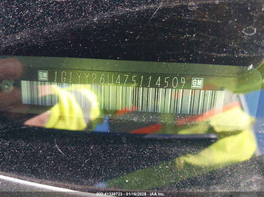 2007 Chevrolet Corvette VIN: 1G1YY26U475114509 Lot: 41338723