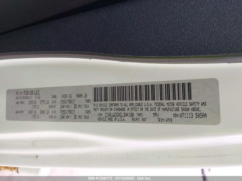 2016 JEEP WRANGLER UNLIMITED SPORT - 1C4BJWDG0GL304180