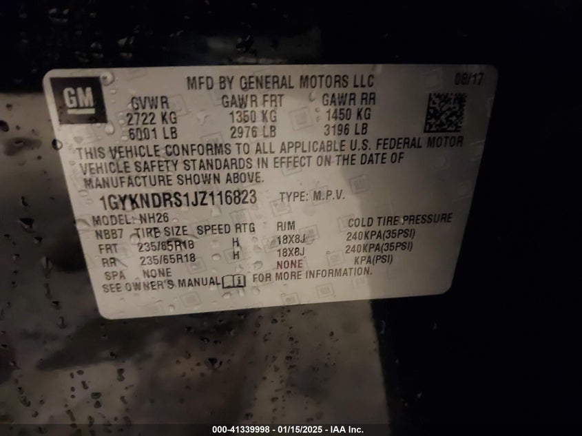 2018 CADILLAC XT5 LUXURY - 1GYKNDRS1JZ116823