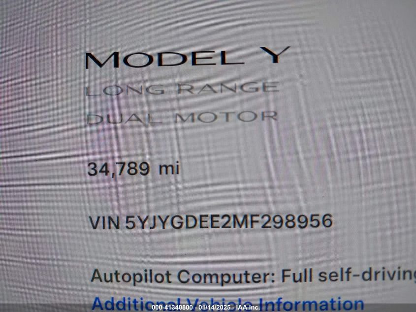 VIN 5YJYGDEE2MF298956 2021 TESLA MODEL Y no.7