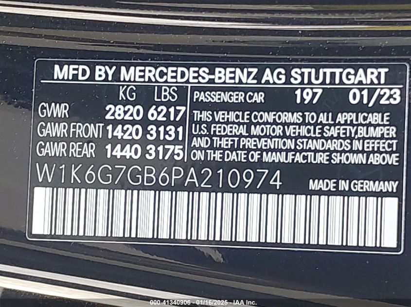 VIN W1K6G7GB6PA210974 2023 MERCEDES-BENZ S 580 no.9