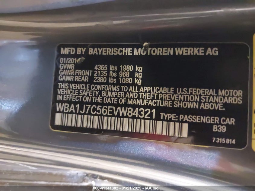 2014 BMW M235 VIN: WBA1J7C56EVW84321