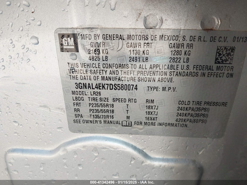 2013 CHEVROLET CAPTIVA SPORT LTZ - 3GNAL4EK7DS580074