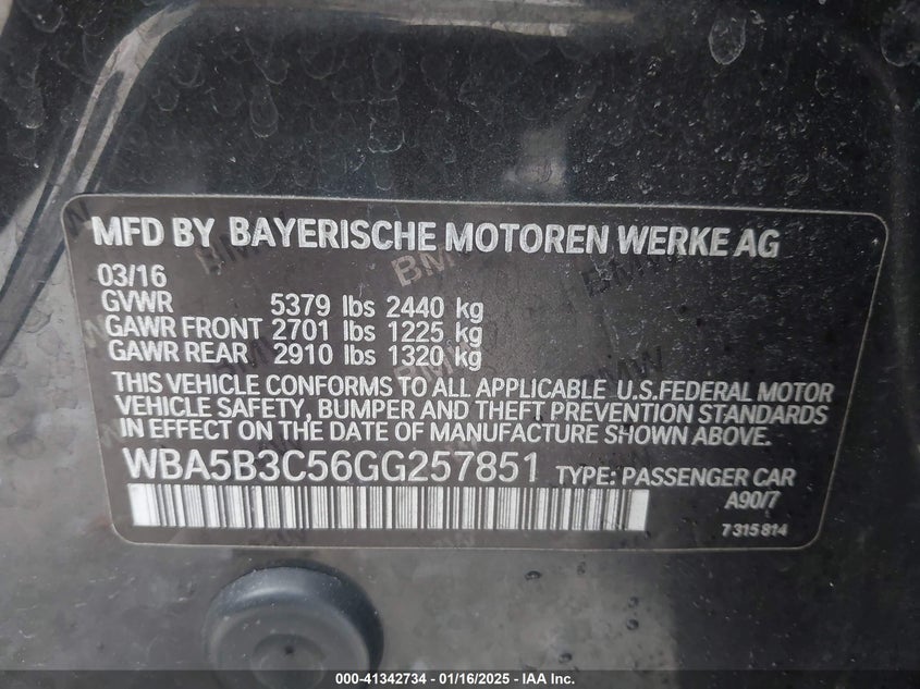 2016 BMW 535I XDRIVE - WBA5B3C56GG257851