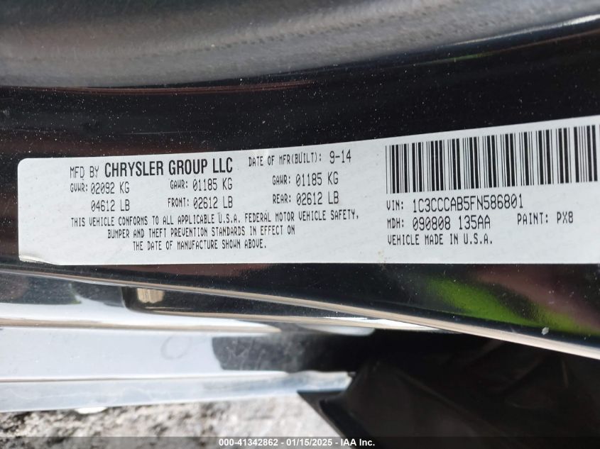 VIN 1C3CCCAB5FN586801 2015 CHRYSLER 200 no.9