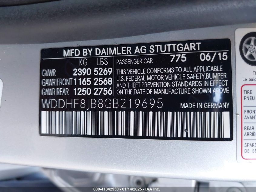 VIN WDDHF8JB8GB219695 2016 Mercedes-Benz E 350, 4Matic no.9