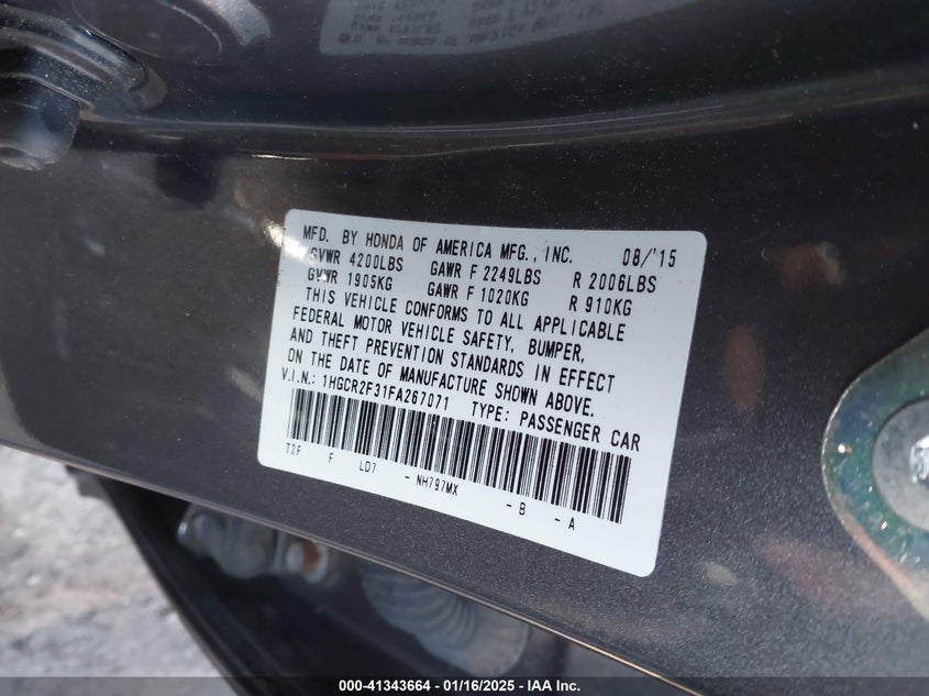 2015 HONDA ACCORD LX - 1HGCR2F31FA267071