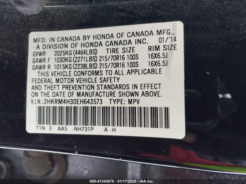 2014 HONDA CR-V LX - 2HKRM4H30EH643573