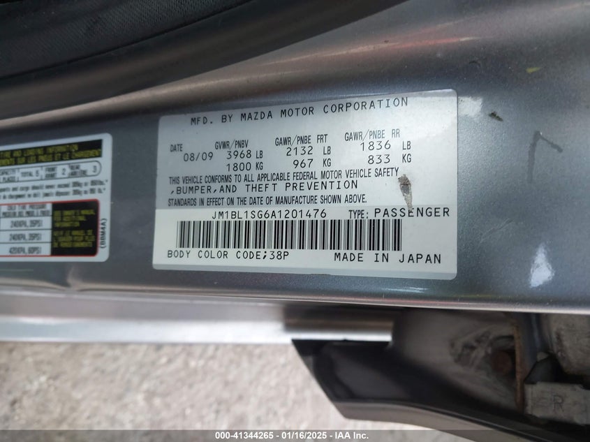 2010 MAZDA 3 VIN: JM1BL1SG6A1201476