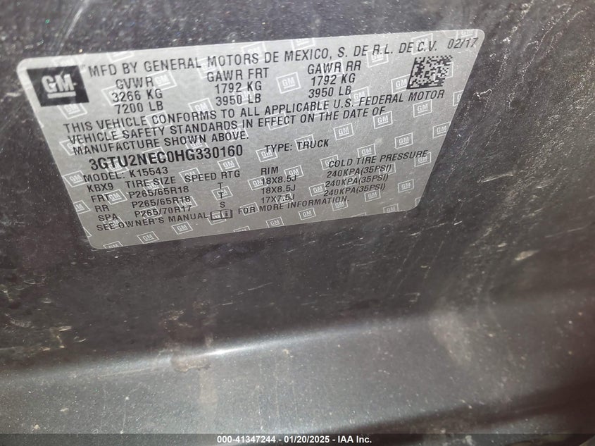 2017 GMC SIERRA 1500 SLT - 3GTU2NEC0HG330160