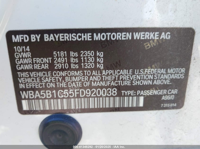 2015 BMW 535I - WBA5B1C55FD920038