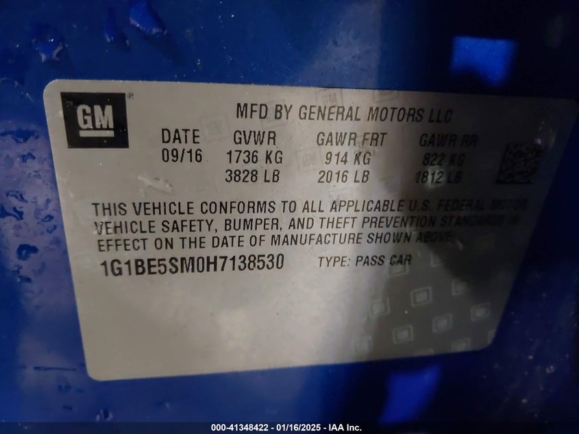 2017 CHEVROLET CRUZE LT - 1G1BE5SM0H7138530