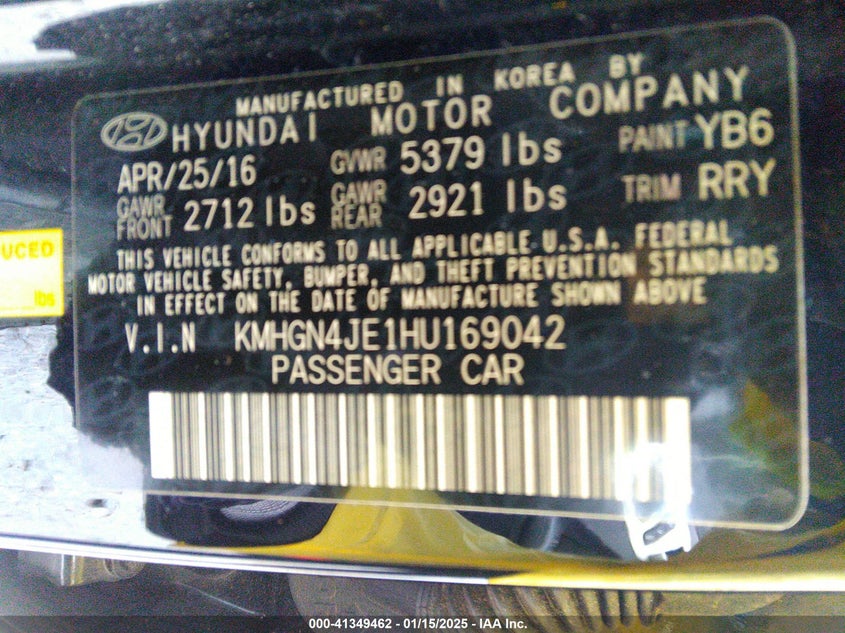 2017 GENESIS G80 3.8 - KMHGN4JE1HU169042