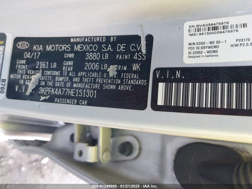 2017 KIA FORTE LX - 3KPFK4A77HE151301