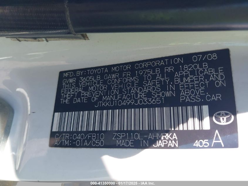 2009 Scion Xd VIN: JTKKU104991033651 Lot: 41350000