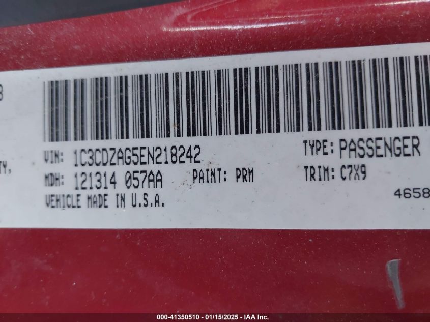 VIN 1C3CDZAG5EN218242 2014 Dodge Avenger, SE no.9