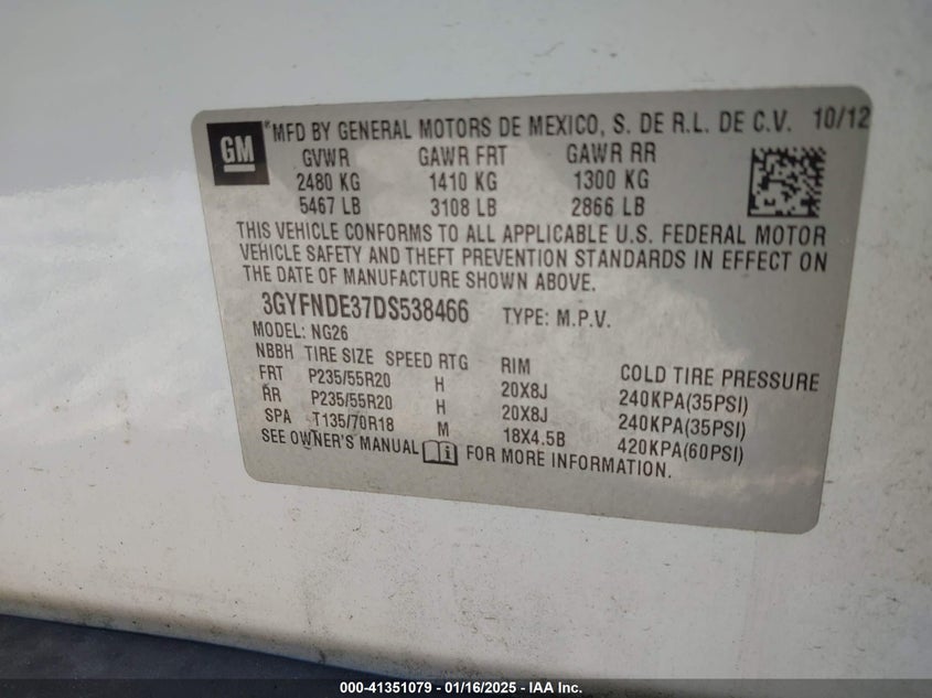 2013 CADILLAC SRX PERFORMANCE COLLECTION - 3GYFNDE37DS538466