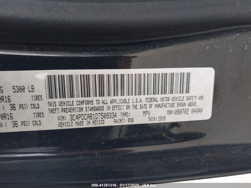 VIN 3C4PDCAB1DT509334 2013 DODGE JOURNEY no.9