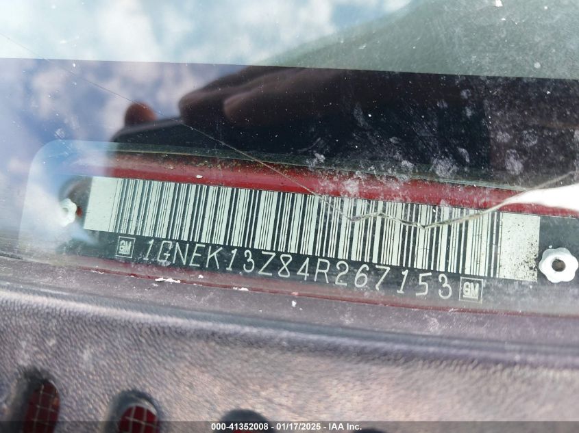 2004 Chevrolet Tahoe Lt VIN: 1GNEK13284R267153 Lot: 41352008