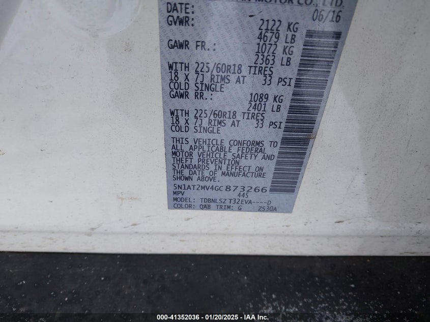 2016 NISSAN ROGUE SL - 5N1AT2MV4GC873266