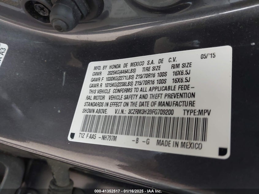 2015 HONDA CR-V LX - 3CZRM3H39FG709200