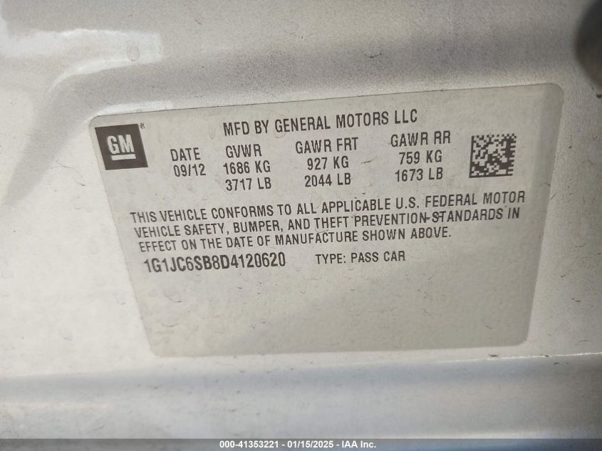 VIN 1G1JC6SB8D4120620 2013 CHEVROLET SONIC no.9