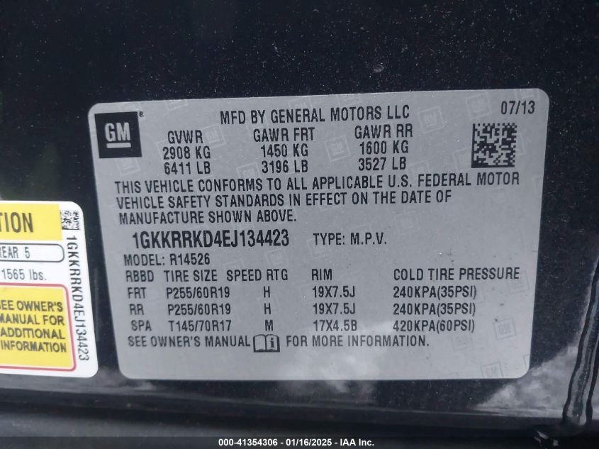 VIN 1GKKRRKD4EJ134423 2014 GMC ACADIA no.9