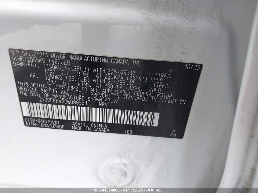 2013 TOYOTA RAV4 XLE - 2T3RFREV2DW099551