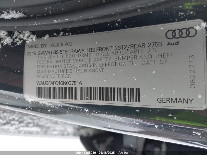 2016 AUDI A6 PREMIUM PLUS - WAUGFAFC4GN007516